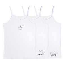 DING DONG DANG KIDS 女童用高級純棉細肩帶背心3件組