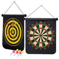 Livingda 磁吸雙面飛鏢靶 + 2色飛鏢針各3入組, 1組, 黃色、紅色(飛鏢針)