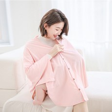 JOYMULTI 開襟鈕扣式 圓領 防曬哺乳巾 開放式 莫代爾