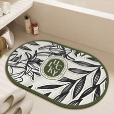 코다치프 플라워 규조 머드 화장실 문 앞 미끄럼 방지 욕실 흡수 발매트 30 x 40 cm, 럭키 리프, 1개