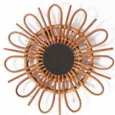 北歐室內藤製圓壁鏡, 單色