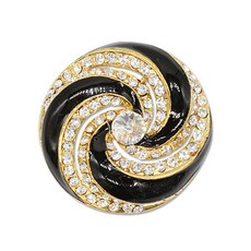 東大門鈕扣王 高級造型寶石水鑽鈕扣 鑄造漩渦 33mm, 1個, 金色黑色