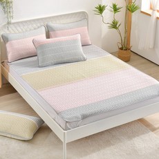 FOCA 天然乳膠冰絲涼蓆 + 枕套 2個, 青春序章 粉色, 1cm