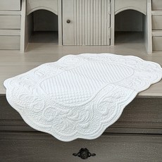 MaMaison 엘레강스 면누빔 퀼팅 자수 매트 PMMV25, 화이트, 1개, 65 x 45 cm