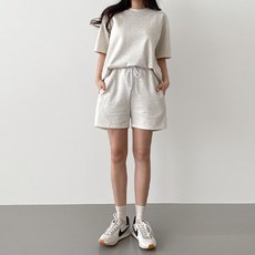 jalbba jean 女款素色短袖短褲套裝