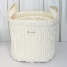 MISO NATURE 兒童鋪棉玩具尿布織物收納籃, 象牙白, 1個