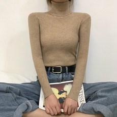 Lalaon 女款保暖高領彈力羅紋高領針織T恤 25TSP3205