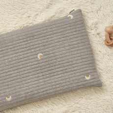 lolbaby 嬰幼兒用3D網眼刺繡絎縫低枕, 月亮星星灰