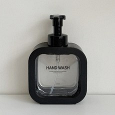 뉴앤룩 커버 핸드워시 사각 디스펜서 거품형 리필용기 500ml + 핸드워시라벨, 블랙, 1개