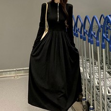 구디프 레이디 반집업 카라 롱 원피스