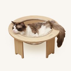 김멍냥 고양이 우주선 원목 투명 해먹