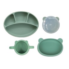 BLUE MAMA 兒童餐盤4件組, 薄荷綠