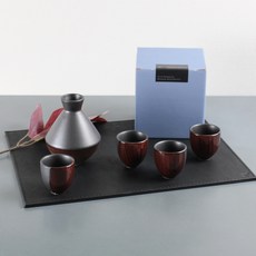 月鹽 陶瓷半身德利瓶家庭5件式酒具組, 酒瓶 + 4個酒杯, 1套