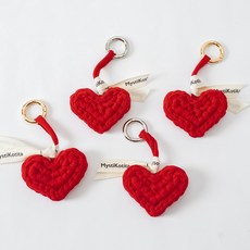 MystiKotita 愛心積木鑰匙圈 針織 DIY 套組, 1套, 紅色