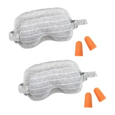 Bsbestshop 一體機多功能睡眠眼罩淺灰色2p+耳塞通用型2p, 隨機發貨