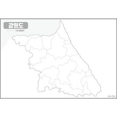 地圖.com 空白地圖 市郡邊界線 無塗層型 江原道 小, 1個