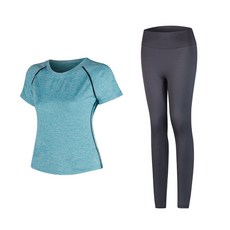 女款時尚瑜伽短袖T恤+內搭褲
