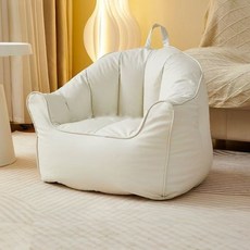 순잠 푹신한 가죽 빈백 미니 등받이 소파 좌식 의자, 크림화이트