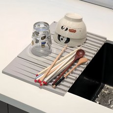 Ju and Ji 矽膠折疊式餐具瀝水墊, 灰色, 1個