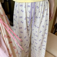Eoripeul 女性極致舒適蝴蝶結鬆緊帶長睡褲