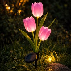 루아즈 LED 야외 정원등 튤립 태양광조명, 분홍