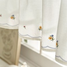 DECOVIEW 可愛刺繡廚房短窗簾, 藍色