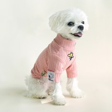 Peanuts 狗狗 Parisdog 復古羅紋T恤, 1個, 粉紅色