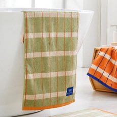 Modern House ETF 多格紋洗臉巾 190g 棉紗 40 x 80 cm, 1個, 綠色