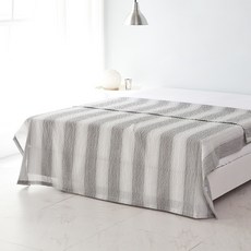 La Pomme 條紋印花泡泡紗薄被, 冰灰色