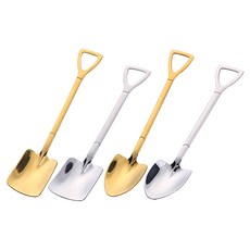 有趣的甜點茶匙三角鏟+四角鏟 2種組, 黃金白銀, 1組