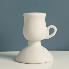 심플앤글로우 귀여운 머그컵 모양 도자기 미니 감성 캔들 홀더 높은 3.5cm, 화이트