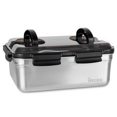 incoc STENCOK 黑色密封泡菜盒 長方形 1號, 1個, 5500ml