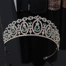 Lunaglam 水晶亮點髮箍 自助婚紗皇冠 WC922, 金綠色, 1個