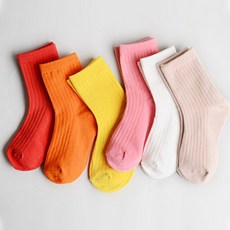 GGOMZI 孩童彩色羅紋襪子 6雙組