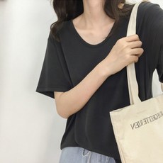 하이어리 여성용 V넥 데일리 반팔 티셔츠