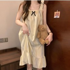 cofv 女款甜美吊帶連身裙大尺碼居家服睡衣