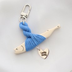marketuniverse 避邪明太魚 明九 鑰匙圈, 1個, 藍色+眨眼 超級幸運