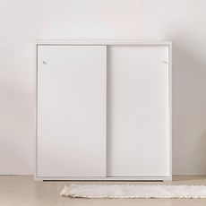 서울소호 슥 열리는 슬라이딩 3단 선반형 수납장 800 고객직접설치, 화이트