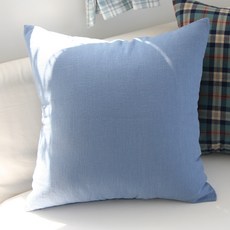 ANDCOTTON 復古Ocean Blue靠枕枕套組, 藍色素面, 枕套 + 枕芯