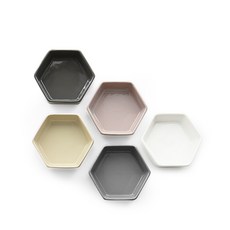 Prelude 六角醬料碗5件組, 獨立粉 + 象牙白 + 淺灰色 + 深灰色 + 白色, 1套