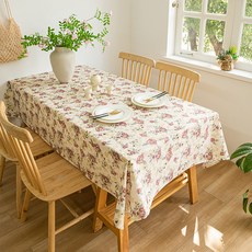 MarketA Sweet Home 花朵圖案桌布 A24FS3-A1430, 紅色, 90 x 90 cm, 1個