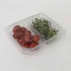 티나피크닉 일회용 2칸 샐러드 반찬용기 투명 230ml, 1개입, 100개