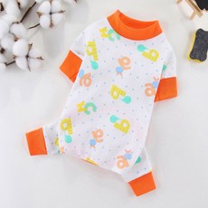 DING DONG PET 狗狗拼色袖四季連身衣, 橘色字母