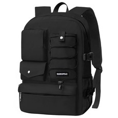 MARCO POLO 素色多口袋防水後背包 MP3251, 黑色