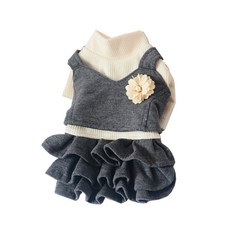 寵物花朵胸針連身裙, 灰色