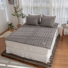 그래이불 순수 유기농 프리미엄 오가닉 퓨어워싱 코튼 침대패드, 그레이