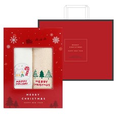Songwol 松月 聖誕飯店毛巾 130g 2種禮盒組+購物袋, 1套, 象牙白雪花球 + 米色聖誕樹