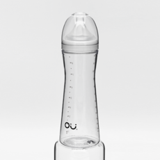 ouwish 嬰兒用PA奶瓶 附3階段奶嘴, 1個, 陶瓷白, 260ml