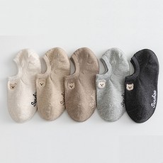 Wodemi 女性小熊刺繡船型襪5雙組 M1053