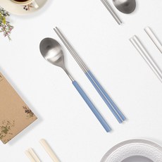 라온누리 스크래치 없는 델라 올스텐 컬러 수저세트, 블루그레이, 1세트, 숟가락 + 젓가락